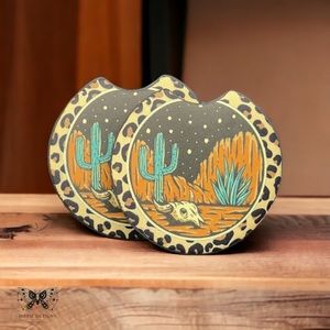 Boho Western Animal Print Car Coaster 2 Pack